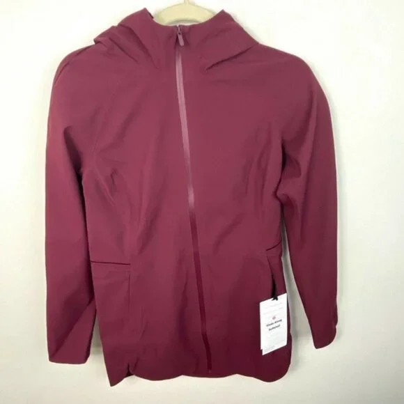 NWT Lululemon Glyde Along Softshell Rain Coat Burgundy Size 2 Waterproof‎ Jacket - Picture 13 of 14